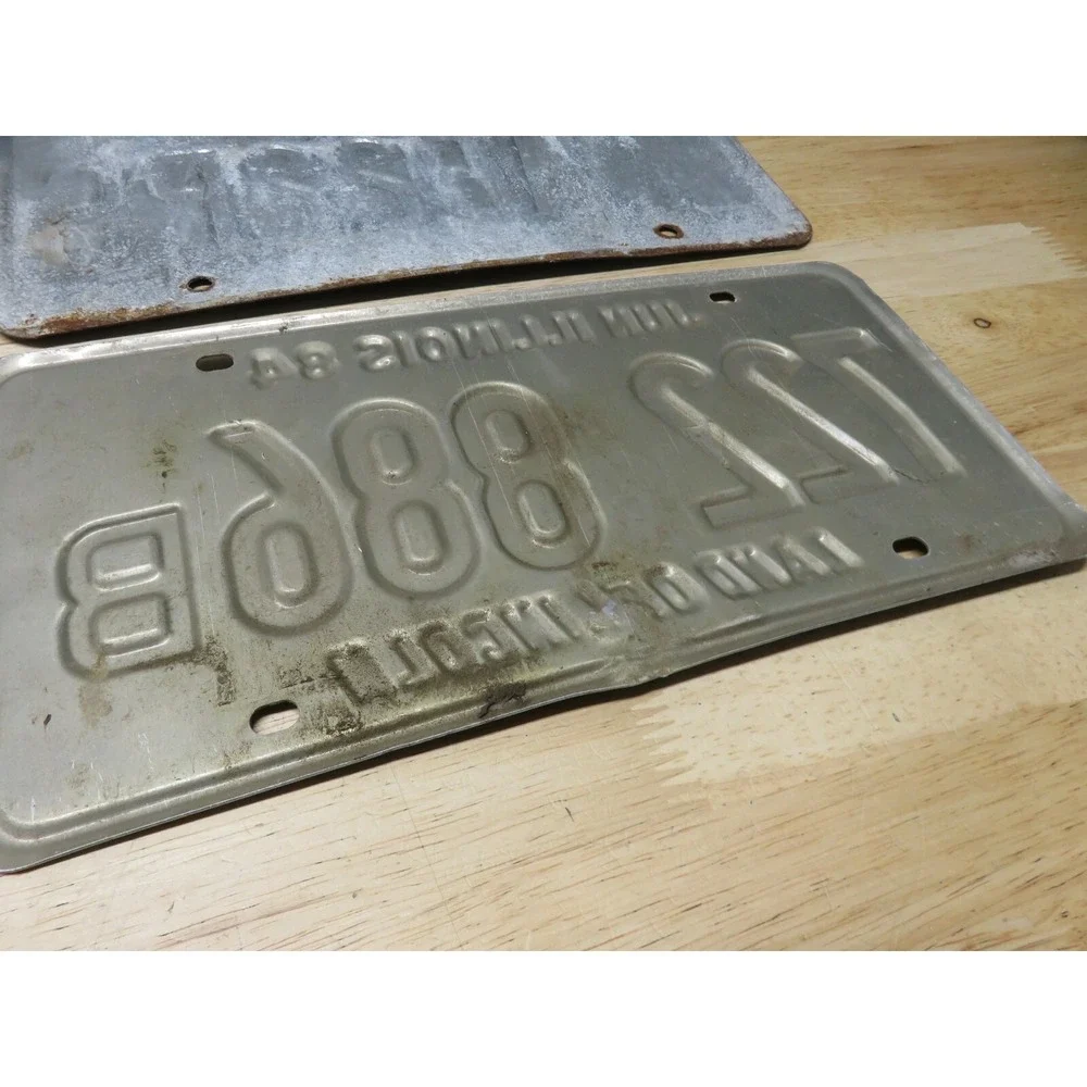 4 Vintage Ohio Indiana Illinois License Plates Garage Man Cave Decor Bar 70s 80s